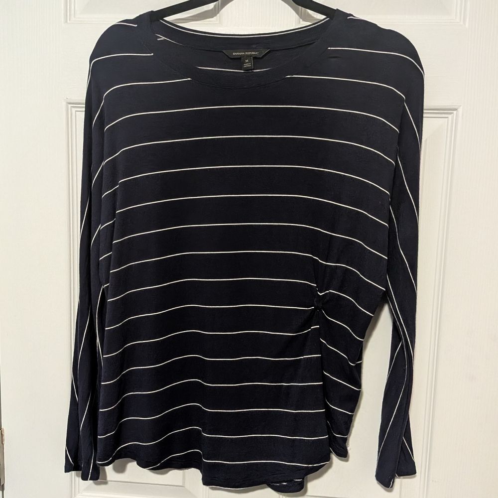 Black and White Striped Long Sleeve Top